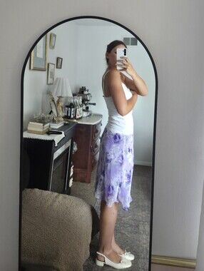 Purple Floral Chiffon Midi Mini Skirt